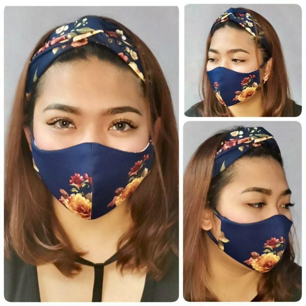 Twist Knot Turban Headband Face Mask Reusable set